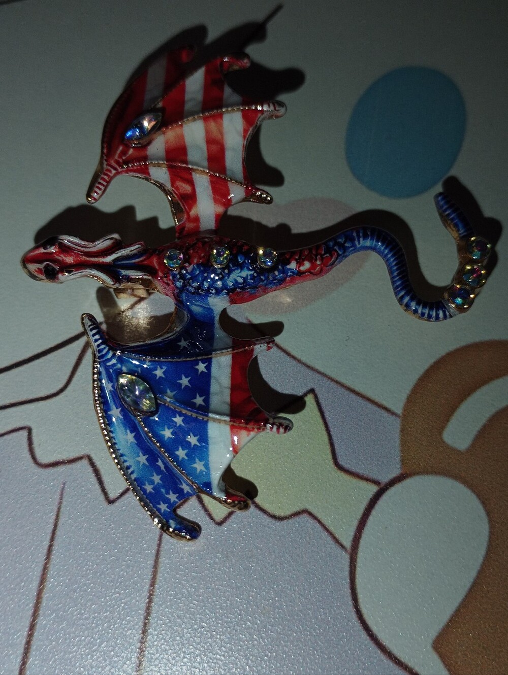 Patriotic Dragon Pin - Unbranded Brooch